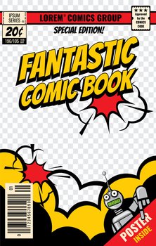Comic book cover template vector image