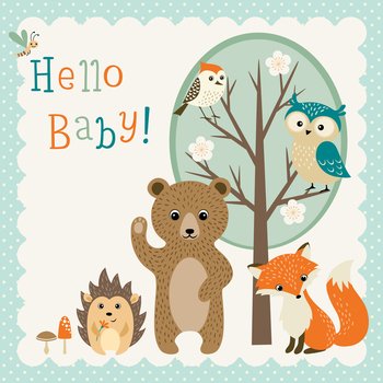 Cute woodland friends baby shower vector image