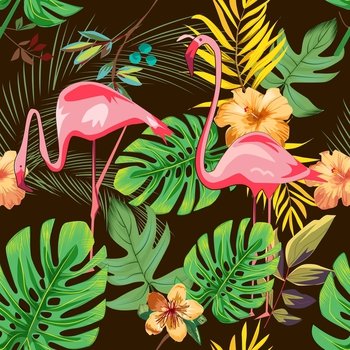 Exotic flamingo patter background design vector image