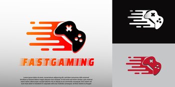 Fast game logo with gamepad concept technology Vector Image