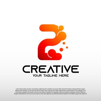 Creative logo with initial number two 2 Royalty Free Vector