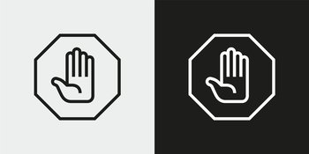 Hand stop sign icon set symbols Royalty Free Vector Image
