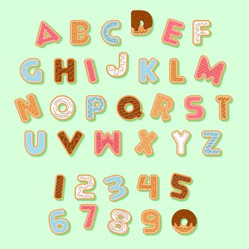 Gingerbread christmas cookie alphabets pack Vector Image