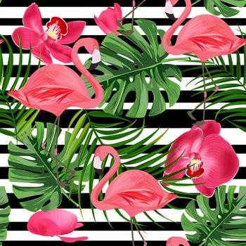 Flamingo seamless pattern summer tropical Vector Image