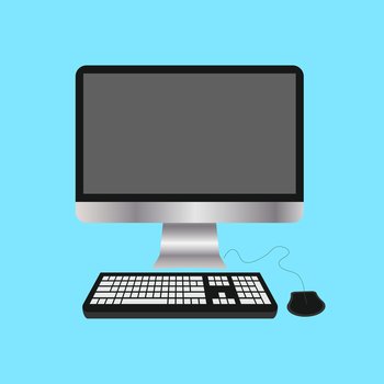 Computer keyboard mouse with blue background Vector Image