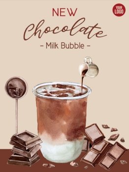 Chocolate bubble milk tea set poster ad flyer Vector Image
