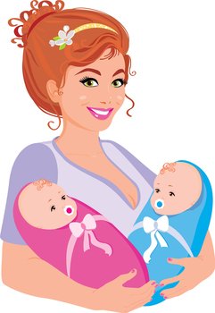 Mum with babies vector image