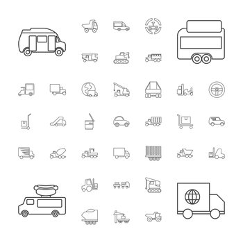 37 truck icons Royalty Free Vector Image