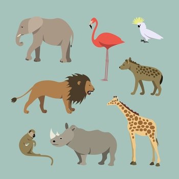Set of different african animals animals vector image