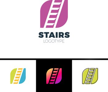 Stairs logotype simple form sign with negative Vector Image