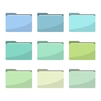 Folder icons set. All type of document, file formats vector illustration symbols collection. Computer folder, folders sign