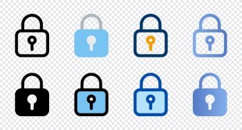 Lock icons in different style. Lock icons. Different style icons set. Vector illustration