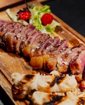 Excellent cuts of Argentine meat on wooden board