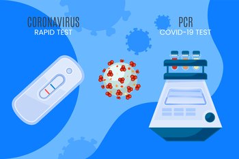 Polymerase chain reaction pcr and rapid test coronavirus concept