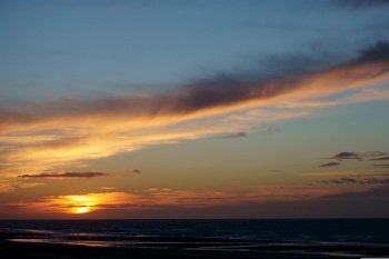 beach sky clouds sunset sea ocean