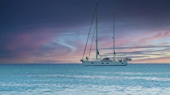 boat sea twilight yacht sky