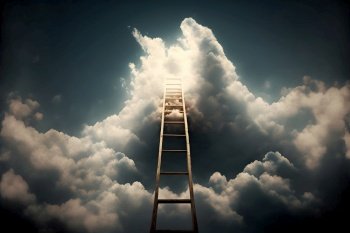 Stairway Leading Up To Heavenly Sky Toward The Light. Neural network AI generated art. Stairway Leading Up To Heavenly Sky Toward The Light. Neural network generated art