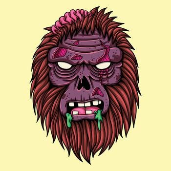 Bigfoot head zombie vector illustration for your company or brand