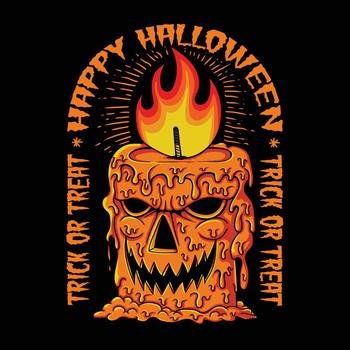 Candle melting horror happy halloween vector illustration for your company or brand