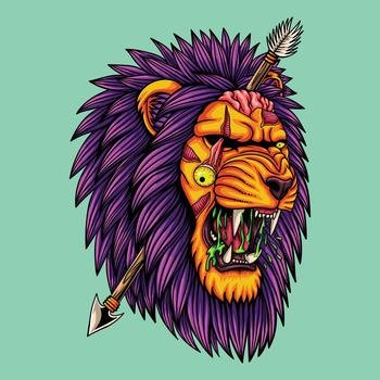 Lion head zombie vector illustration fro your company or brand