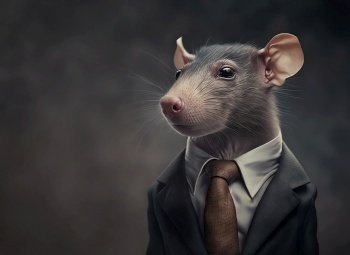 Portrait of a rat in a business suit, spy, character, generative ai