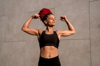 Fitness, portrait of a woman outside for a workout and training for healthy lifestyle and body wellness. Face of sports female or athlete, energy and power