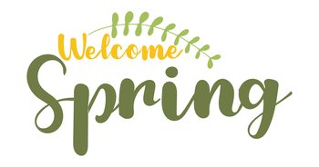 Green and yellow inscription Welcome Spring. Vector isolated image for use in print-quality design. Green and yellow inscription Welcome Spring