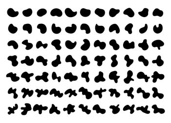 random shape liquid silhouette Black cube drops simple shape isolated on white background