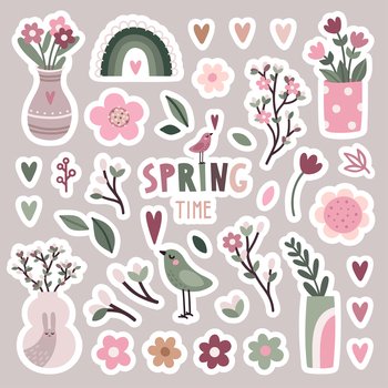 Spring flower sticker set