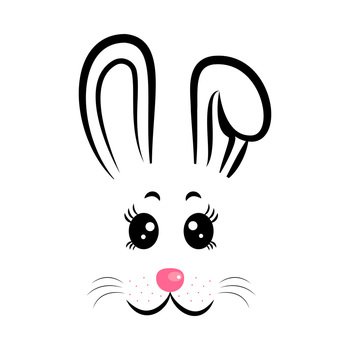 Kawaii Rabbit face. Vector illustration. Rabbit symbol of 2023 year. Design for Easter, New year . Kawaii Rabbit face.Rabbit symbol of 2023 year.Vector illustration 