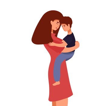 Vector Illustration Of Mother Holding Baby Son In Arms. Happy Mother s Day Greeting Card. Vector Illustration Of Mother Holding Baby Son In Arms. Happy Mother s Day Greeting Card.