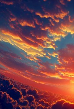 Beautiful clouds at sunset 3d illustrated