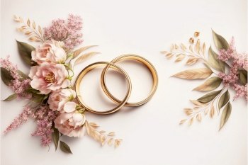 Two ring close together with colorful flowers, Time to the important question, propose at the valentines day, 14 February surprise
