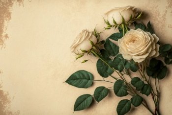White rose with vintage looking background, Perfect gift for valentines day, 14 February background with copy space