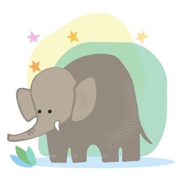 Cute vector elephant illustration. Hand drawn vector illustration for posters, cards, t-shirts.. Cute vector elephant illustration . Baby animal character.Illustration for posters, cards, t-shirts.