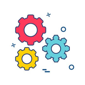 Gear vector icon, colorful concept design in outline style on white background.