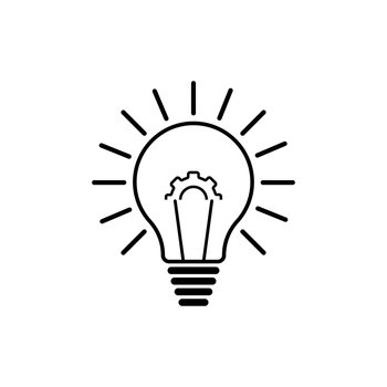 Light bulb design, creative idea concept. inspiration and solution. Vector illustration of outline energy icon on white.