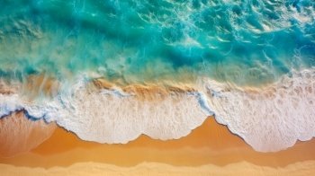 Aerial view of beautiful tropical beach with turquoise ocean waves.. Aerial view of beautiful tropical beach with turquoise ocean waves