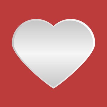 Heart, vector. White voluminous heart on a red background.