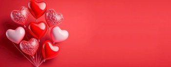 Valentine’s Day banner background with a shining red 3D heart