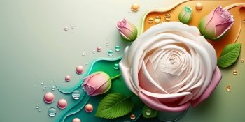 Digital Illustration of Realistic Beautiful Colorful Rose Flower