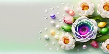Natural 3D Illustration of Beautiful Colorful Rose Flower