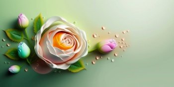 Digital Illustration of Realistic Beautiful Rose Flower In Bloom