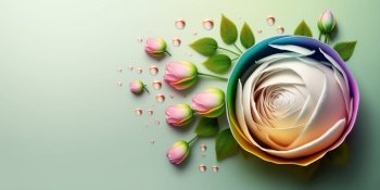 3D Illustration of Beautiful Colorful Rose Flower