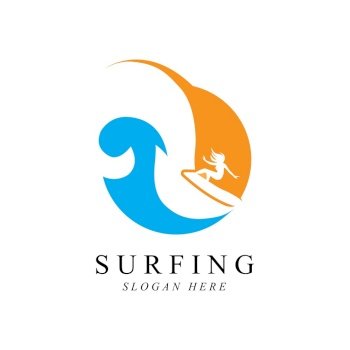 surfing logo vector design company brand illustration