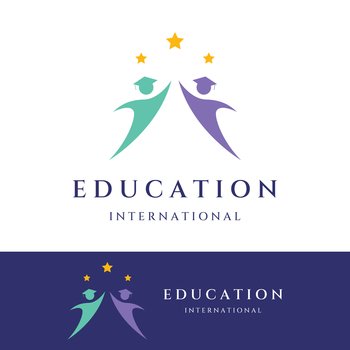 Creative design of student education logo with a sign of a hat, book, pencil or pen. Inspired by graduating students. Logo for universities, education academies and schools.
