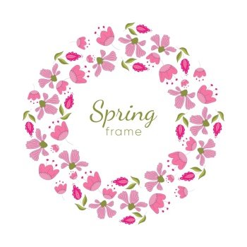 Round banner with Spring flowers. Vector frame. Round banner with Spring flowers.