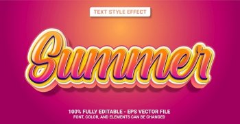 Text Style with Summer Theme. Editable Text Style Effect. Graphic Design Element.