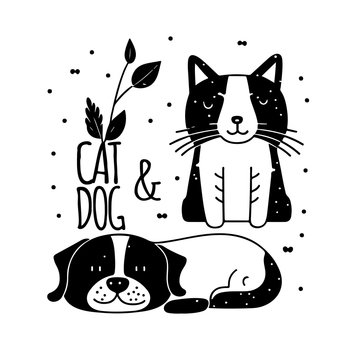 Creative logo design Dog and Cat vector template. Vector illustration. Creative logo design Dog and Cat vector template