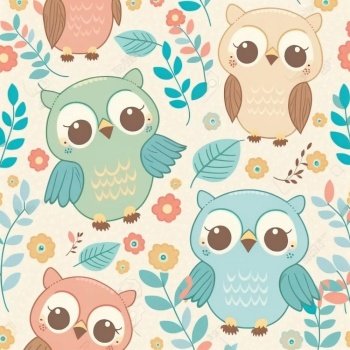Abstract hand drawn pattern with cute baby owls. High quality illustration. Abstract hand drawn pattern with cute baby owls.